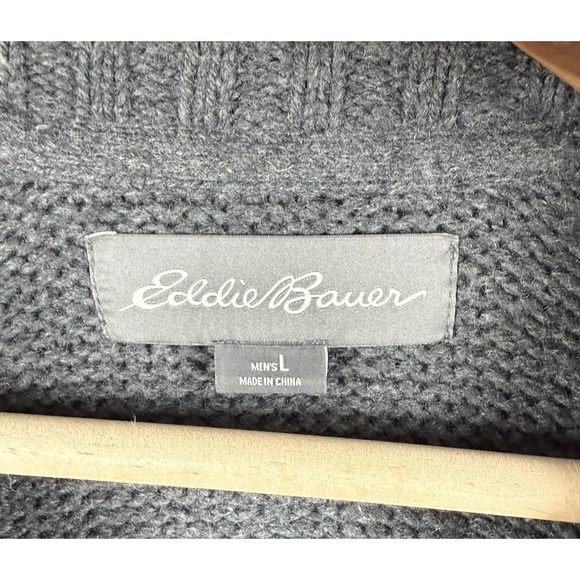 Eddie Bauer Sweater Mens L Gray Cotton Wool Ski Nordic Knit Pullover Winter‎ - Picture 6 of 9